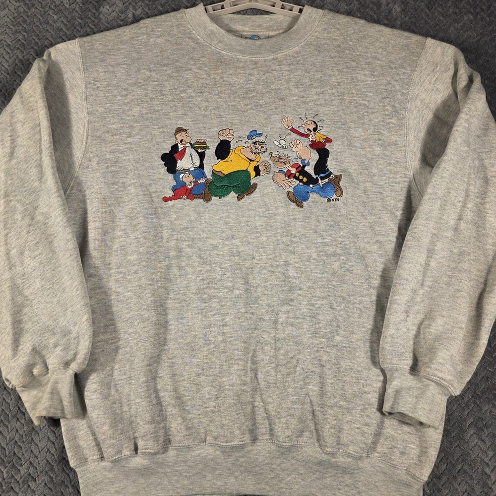 Vintage 1993 Popeye Sweatshirt Men XL Blitzz Studios Embroidered NOS Tags